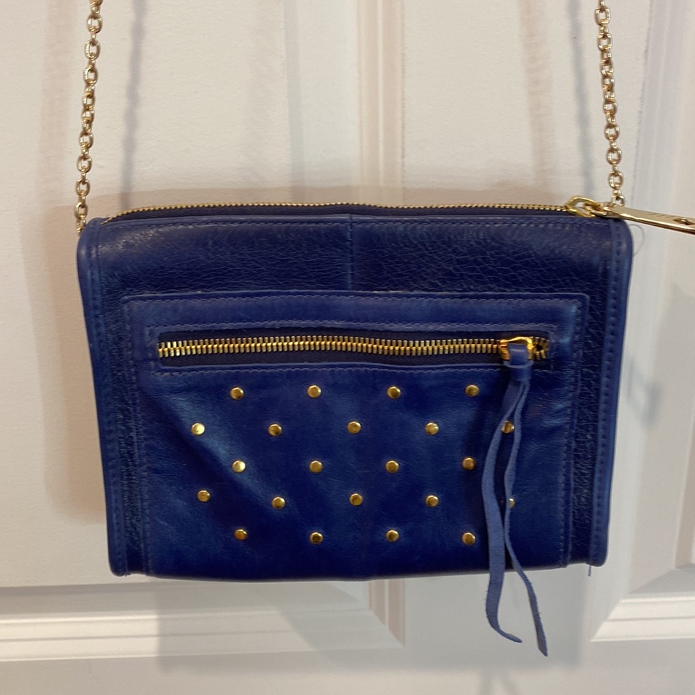 Lauren Merkin Blue Shoulder Bag with Gold Accents